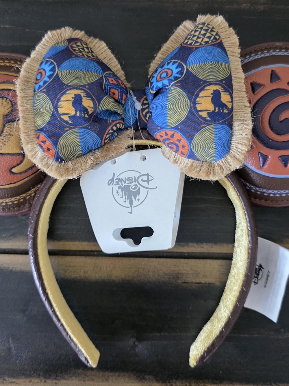 Disney Offical Lion King Ears Headband with Blue & Tan Safari Bow - Picture 2 of 3
